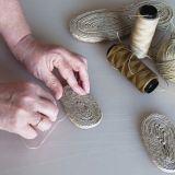 Hand sewing a baby espadrille sole